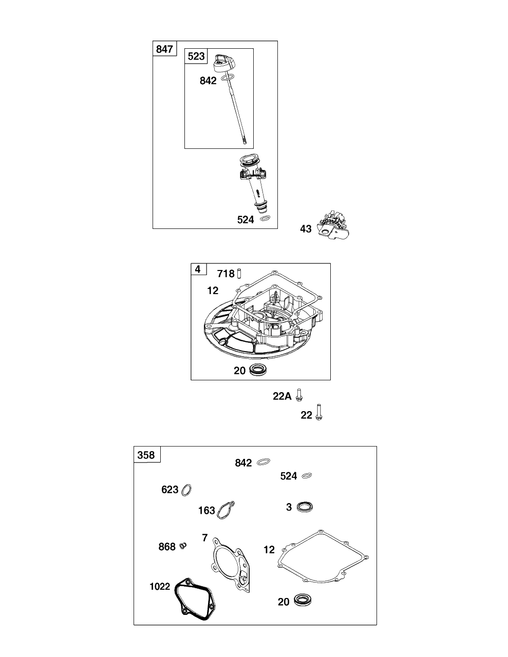 Crankcase Cover/Sump And Lubrication Group Diagram and Parts List for 8P502-0041-H5  Briggs and Stratton Engine